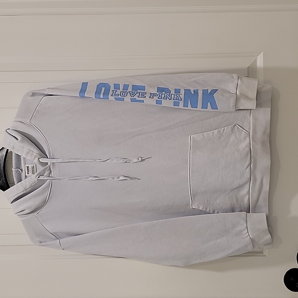 PINK Victoria's Secret Y2K Hoodie with Blue Double Lettering Size Large